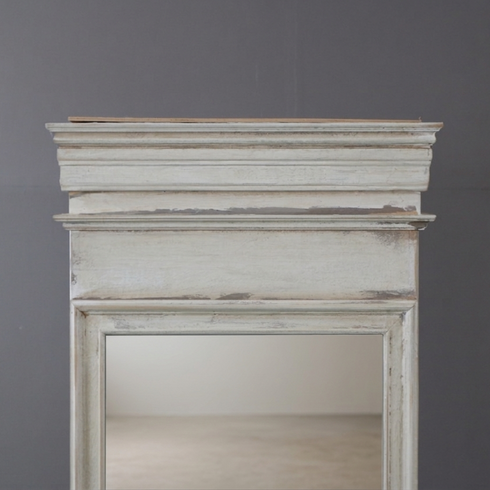 アンティーク調 オープンシェルフ 4段 ミラー付き キャスター付き 木製 什器 高さ192㎝ 幅156㎝ 奥行き56㎝ 【C784】