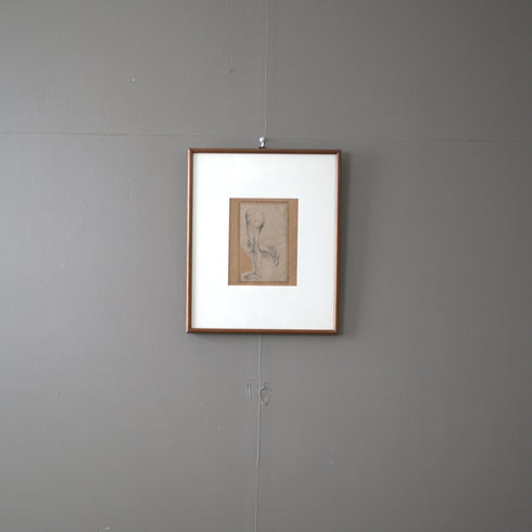 ヴィンテージ ウォールアート 男性の脚を描いたデッサン画 木製フレーム 【配送ランクS】【k39】