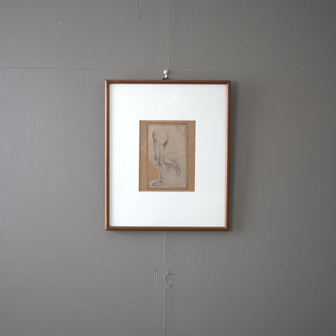 ヴィンテージ ウォールアート 男性の脚を描いたデッサン画 木製フレーム 【配送ランクS】【k39】