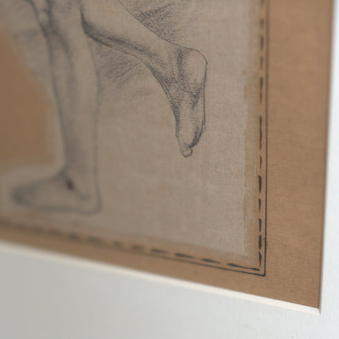 ヴィンテージ ウォールアート 男性の脚を描いたデッサン画 木製フレーム 【配送ランクS】【k39】