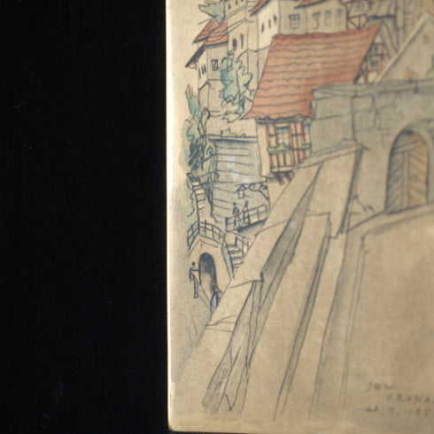ヴィンテージ ウォールアートヨーロッパの街並み 陶板画|額装作品【配送ランクSS】【K40】