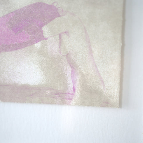 ヴィンテージウォールアート Ryo Watanabe「Diane undressing」リトグラフ 人物画 グレージュ×ピンク【配送ランクSS】【k44】