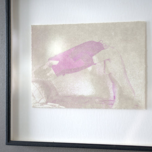 ヴィンテージウォールアート Ryo Watanabe「Diane undressing」リトグラフ 人物画 グレージュ×ピンク【配送ランクSS】【k44】