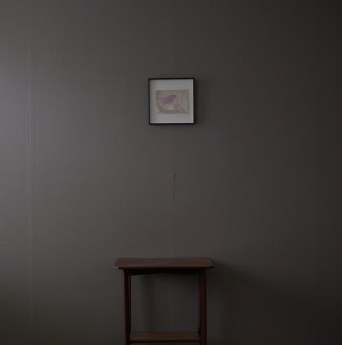 ヴィンテージウォールアート Ryo Watanabe「Diane undressing」リトグラフ 人物画 グレージュ×ピンク【配送ランクSS】【k44】