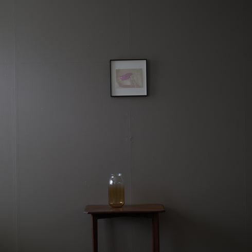ヴィンテージウォールアート Ryo Watanabe「Diane undressing」リトグラフ 人物画 グレージュ×ピンク【配送ランクSS】【k44】