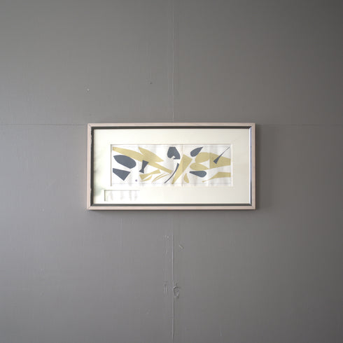 ヴィンテージウォールアート ペーパーコラージュ 抽象アート 横長 額装作品 【配送ランクS】【K45】
