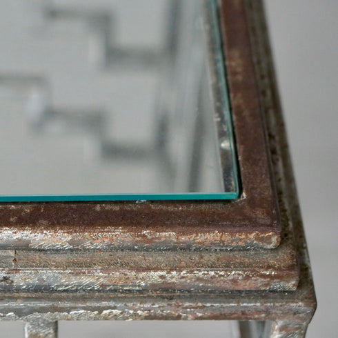 0127 ガラス天板テーブル/ガラス×メタル