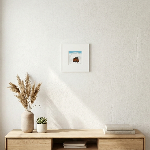 K6 版画作品 リトグラフ 白スチールフレーム 靴モチーフ