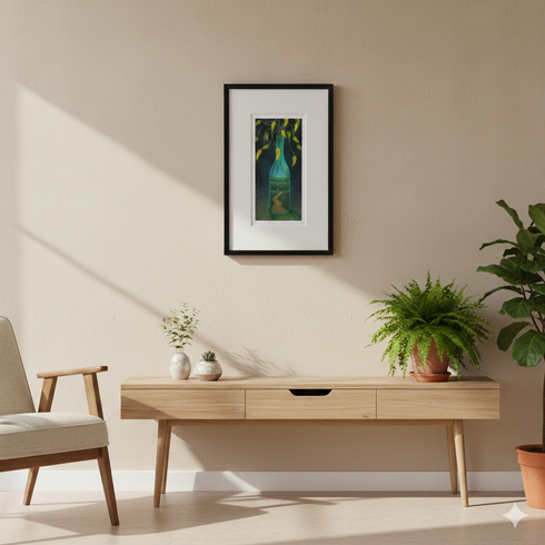 K8 版画作品 リトグラフ 黒フレーム ボトルモチーフ