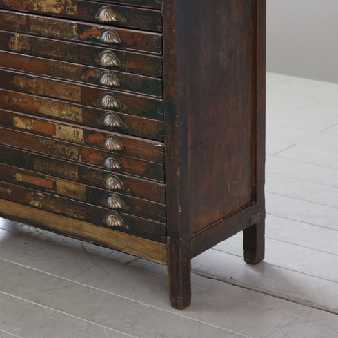 C569 16段アンティークチェスト 木製 什器 高さ97㎝ 幅91㎝ 奥行36㎝