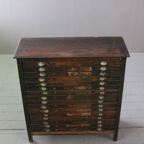 C569 16段アンティークチェスト 木製 什器 高さ97㎝ 幅91㎝ 奥行36㎝