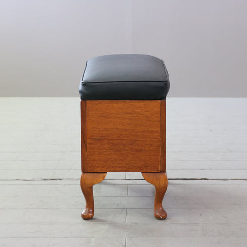 C586 ストレージスツール レザー×ウッド 輸入家具 高さ46㎝ 幅47㎝ 奥行27㎝