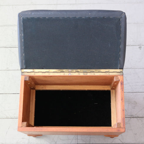 C586 ストレージスツール レザー×ウッド 輸入家具 高さ46㎝ 幅47㎝ 奥行27㎝