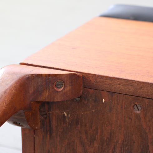 C586 ストレージスツール レザー×ウッド 輸入家具 高さ46㎝ 幅47㎝ 奥行27㎝