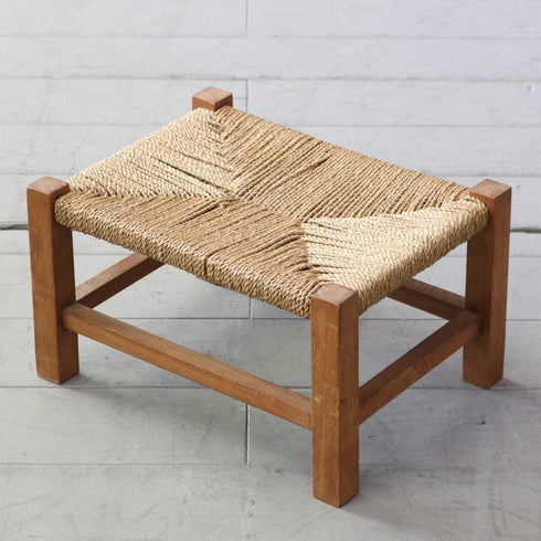 C590 編み込みフットスツール 木製 輸入家具 高さ22㎝ 幅39㎝ 奥行30㎝