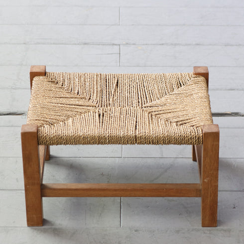 C590 編み込みフットスツール 木製 輸入家具 高さ22㎝ 幅39㎝ 奥行30㎝