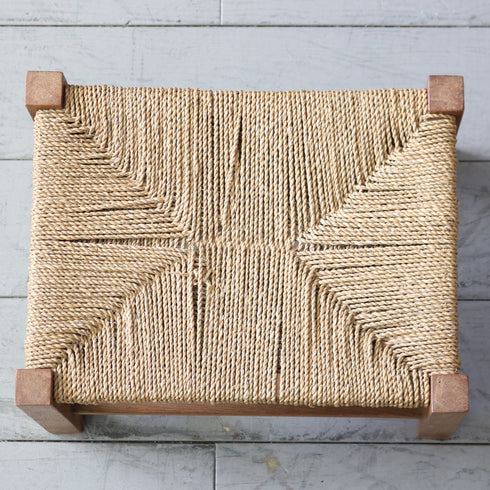 C590 編み込みフットスツール 木製 輸入家具 高さ22㎝ 幅39㎝ 奥行30㎝