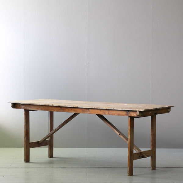 C609 アンティーク楔止め折り畳みテーブル 木製 輸入家具 高さ75㎝ 幅199㎝ 奥行き70㎝