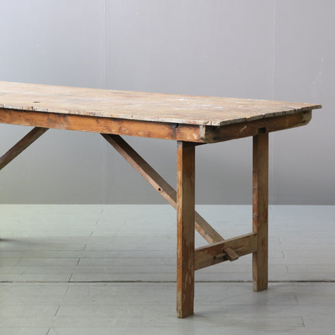 C609 アンティーク楔止め折り畳みテーブル 木製 輸入家具 高さ75㎝ 幅199㎝ 奥行き70㎝