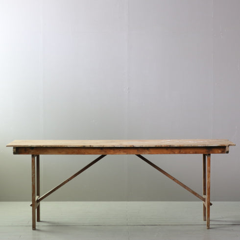 C609 アンティーク楔止め折り畳みテーブル 木製 輸入家具 高さ75㎝ 幅199㎝ 奥行き70㎝