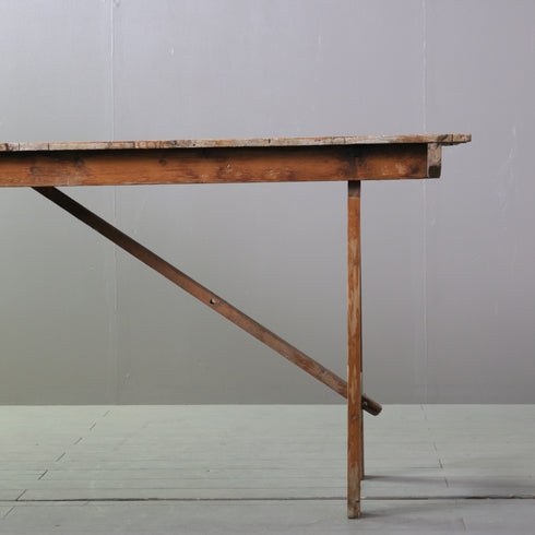 C609 アンティーク楔止め折り畳みテーブル 木製 輸入家具 高さ75㎝ 幅199㎝ 奥行き70㎝