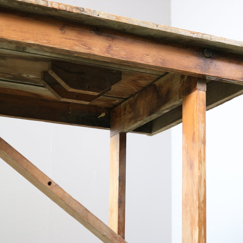 C609 アンティーク楔止め折り畳みテーブル 木製 輸入家具 高さ75㎝ 幅199㎝ 奥行き70㎝