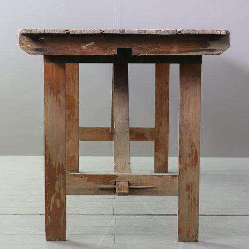 C609 アンティーク楔止め折り畳みテーブル 木製 輸入家具 高さ75㎝ 幅199㎝ 奥行き70㎝