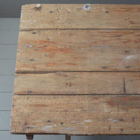 C609 アンティーク楔止め折り畳みテーブル 木製 輸入家具 高さ75㎝ 幅199㎝ 奥行き70㎝