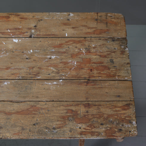 C609 アンティーク楔止め折り畳みテーブル 木製 輸入家具 高さ75㎝ 幅199㎝ 奥行き70㎝