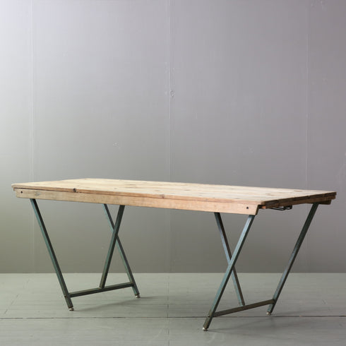 C610 アンティーク折り畳みテーブル ウッド×アイアン 輸入家具 高さ70㎝ 幅180㎝ 奥行き68㎝