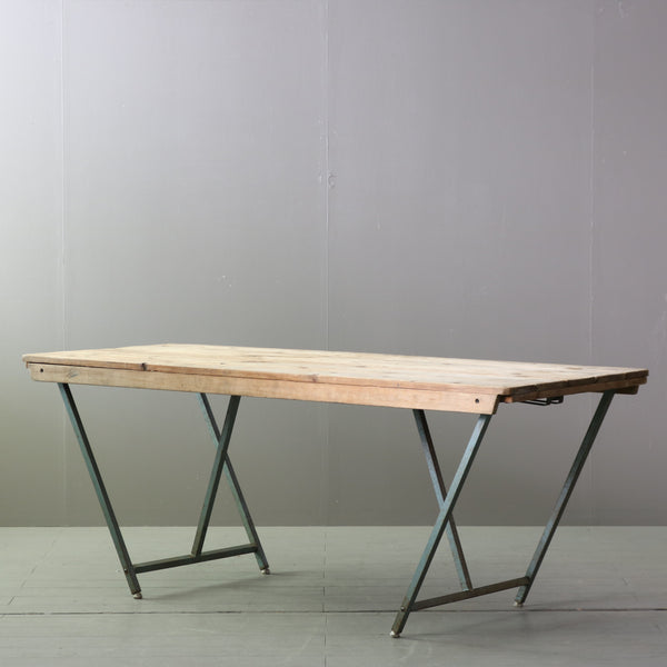 C610 アンティーク折り畳みテーブル ウッド×アイアン 輸入家具 高さ70㎝ 幅180㎝ 奥行き68㎝