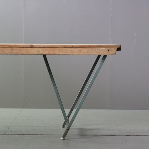 C610 アンティーク折り畳みテーブル ウッド×アイアン 輸入家具 高さ70㎝ 幅180㎝ 奥行き68㎝