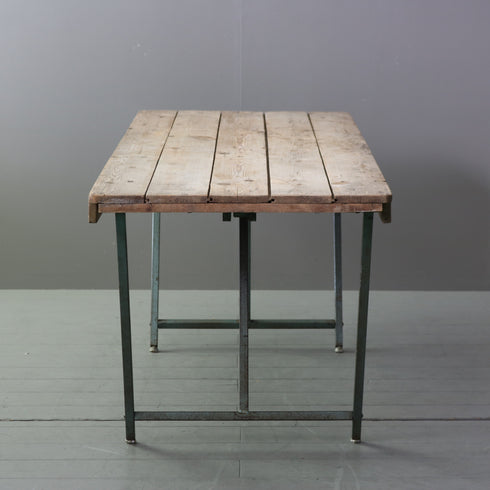 C610 アンティーク折り畳みテーブル ウッド×アイアン 輸入家具 高さ70㎝ 幅180㎝ 奥行き68㎝