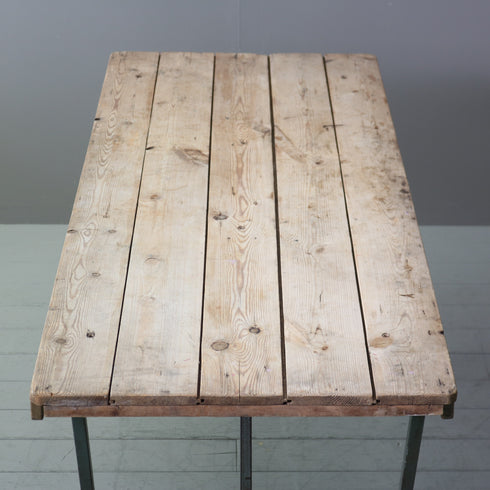 C610 アンティーク折り畳みテーブル ウッド×アイアン 輸入家具 高さ70㎝ 幅180㎝ 奥行き68㎝