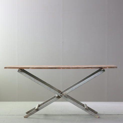 C612 アンティーク組み立て式折り畳みテーブル 木製 輸入家具 高さ83㎝ 幅182㎝ 奥行き53㎝