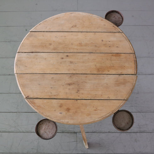 アンティークの木製丸テーブル天板の全体写真