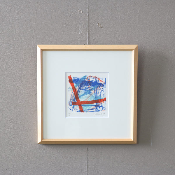 K1 リトグラフ絵画 版画 木製フレーム ナチュラル