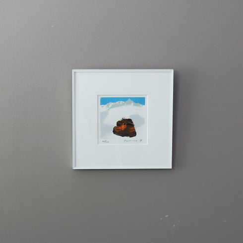 K6 版画作品 リトグラフ 白スチールフレーム 靴モチーフ