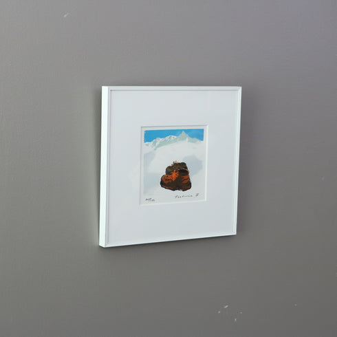 K6 版画作品 リトグラフ 白スチールフレーム 靴モチーフ