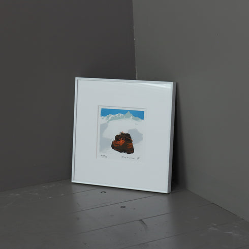 K6 版画作品 リトグラフ 白スチールフレーム 靴モチーフ