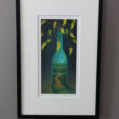 K8 版画作品 リトグラフ 黒フレーム ボトルモチーフ