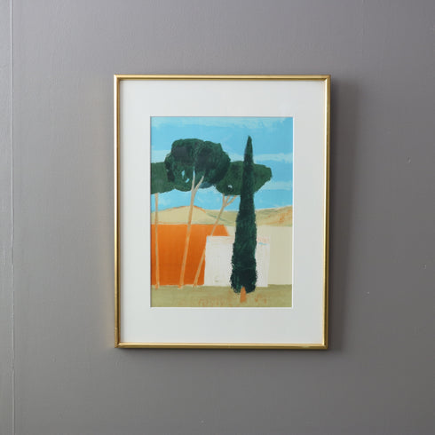 K10 版画作品 シルクスクリーン風 ゴールドフレーム 景色モチーフ