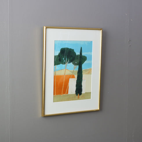 K10 版画作品 シルクスクリーン風 ゴールドフレーム 景色モチーフ