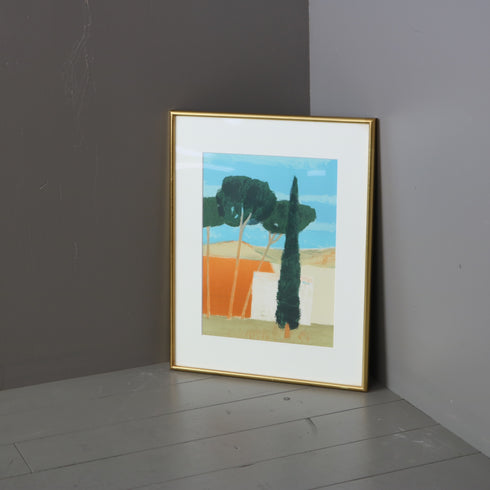 K10 版画作品 シルクスクリーン風 ゴールドフレーム 景色モチーフ