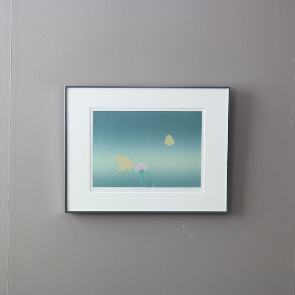 K12 リトグラフ作品 シルバーフレーム 蝶と花モチーフ