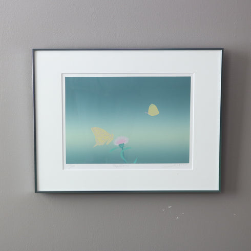 K12 リトグラフ作品 シルバーフレーム 蝶と花モチーフ