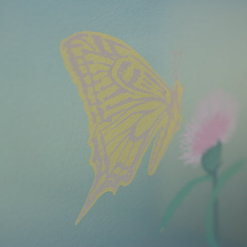 K12 リトグラフ作品 シルバーフレーム 蝶と花モチーフ