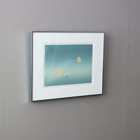 K12 リトグラフ作品 シルバーフレーム 蝶と花モチーフ