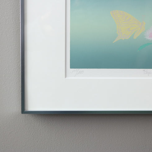 K12 リトグラフ作品 シルバーフレーム 蝶と花モチーフ