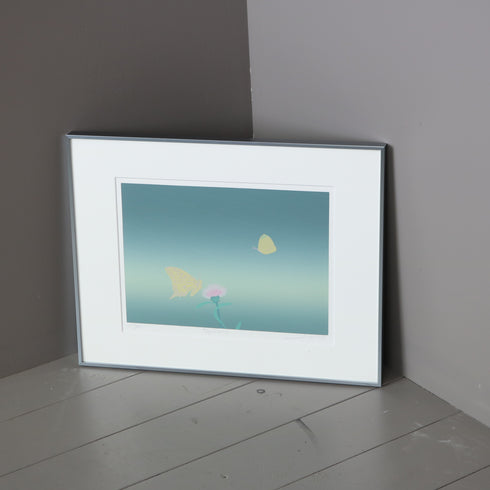 K12 リトグラフ作品 シルバーフレーム 蝶と花モチーフ